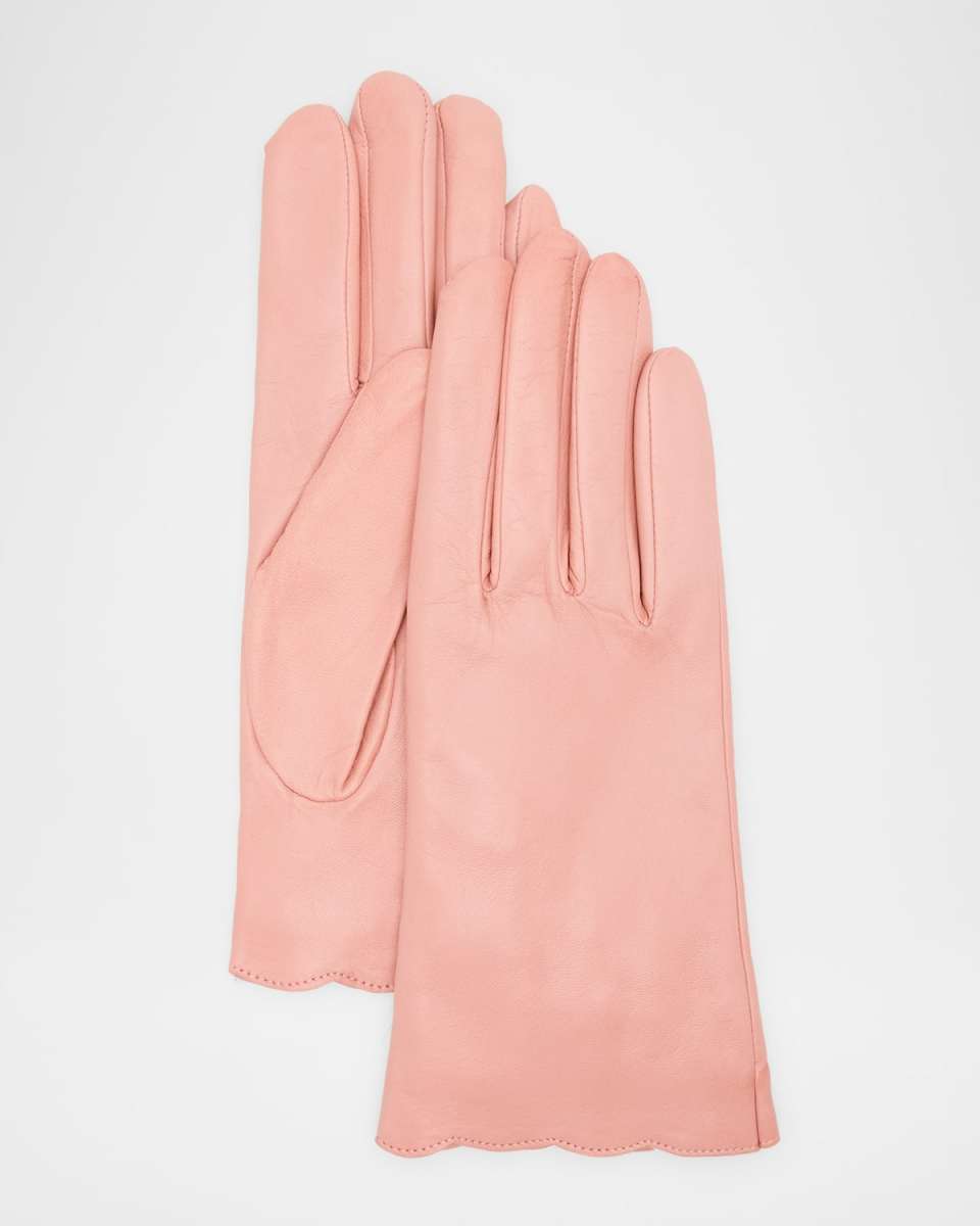 Scalloped Nappa Leather Gloves